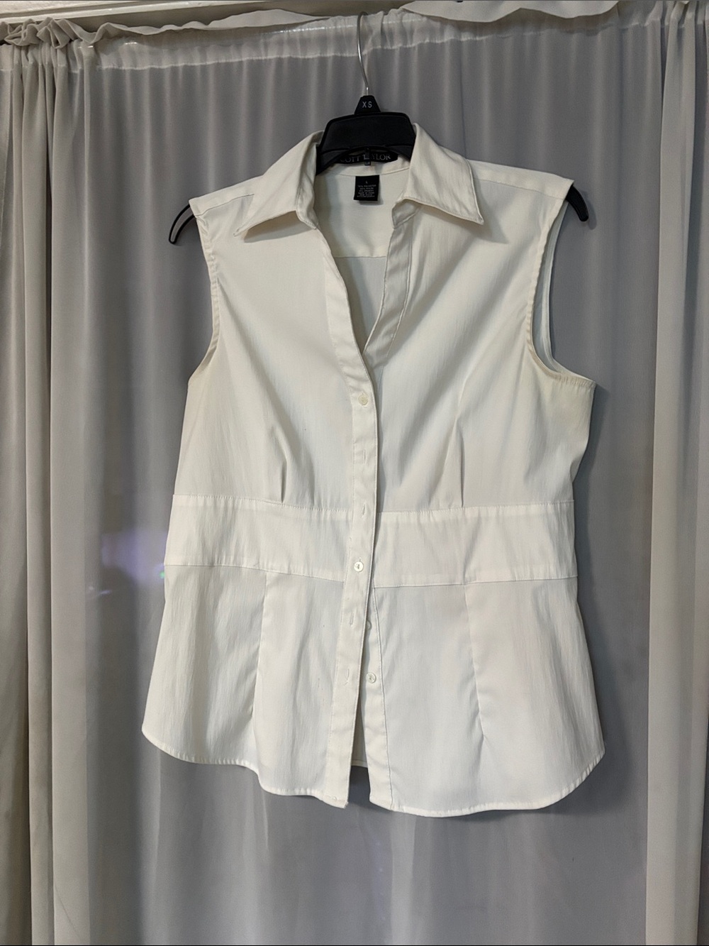 Sleeveless Button-Front White Blouse by Ann Taylor